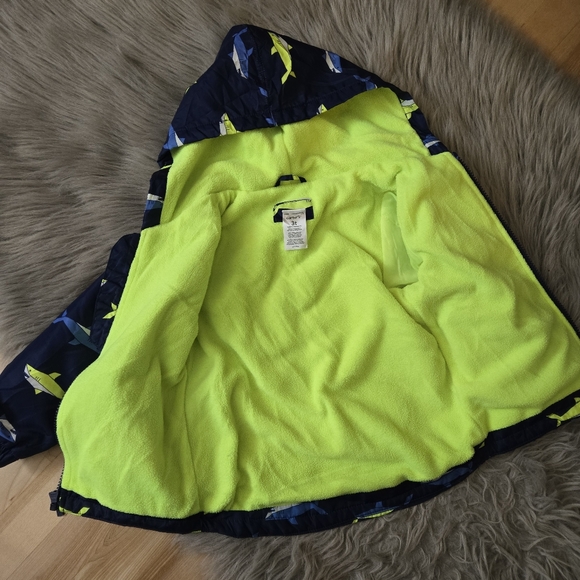 Carter's Shark Pattern Neon Fleece Lined Spring / Fall Jacket - Picture 4 of 7